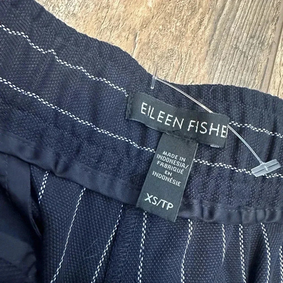 EILEEN FISHER Woven Tencel Stripe Wide Leg Pant Indigo XS - Picture 3 of 5